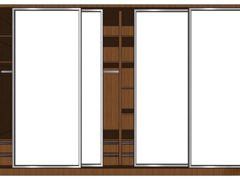 新中式衣柜 储物柜 实木衣柜 衣柜 全屋定制 移门衣柜su模型