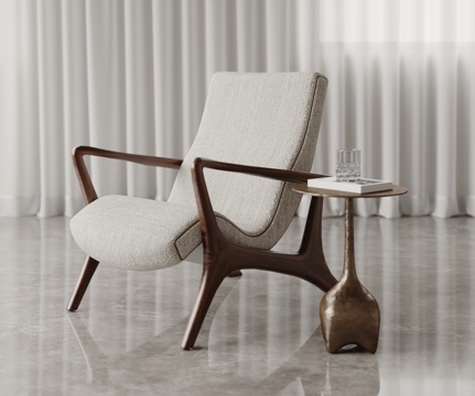 意式休闲椅边几组合su模型