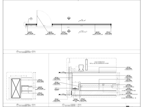 钢化玻璃隔墙节点图cad施工图