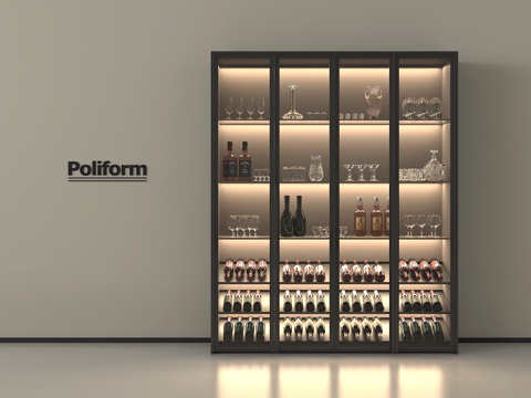 现代酒柜 红酒 玻璃展示柜su模型