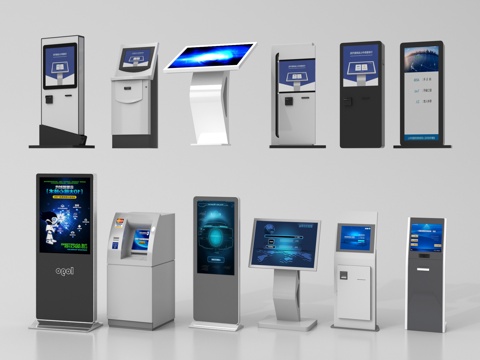 现代查询机 一体机 自助服务机 终端机 取票机su模型