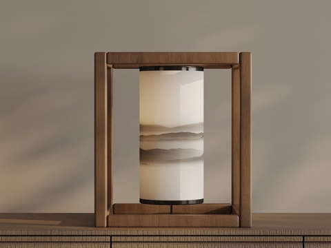 新中式台灯 禅意台灯su模型