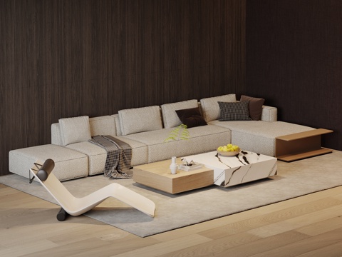 现代沙发茶几组合su模型