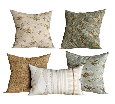 中古风抱枕 方形抱枕 沙发抱枕 枕头su模型