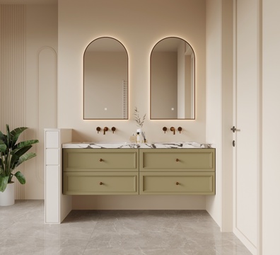 法式奶油风浴室柜 洗手台su模型