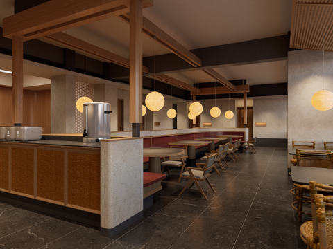 现代川菜餐饮店su模型