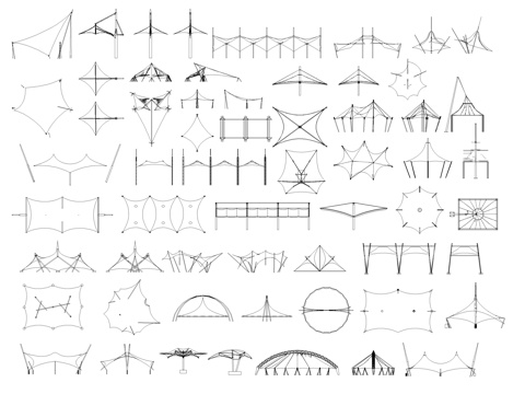 张拉膜天幕露营帐篷CAD图库cad施工图