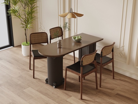 法式复古风餐桌椅su模型