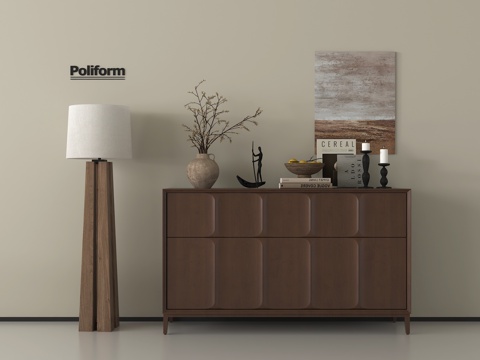 中古餐边柜 玄关柜 矮柜 木材 装饰柜 落地灯 摆件su模型