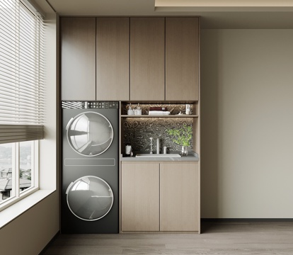 现代意式阳台柜 洗衣机柜su模型