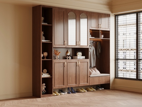 中古风鞋柜 入户鞋柜su模型