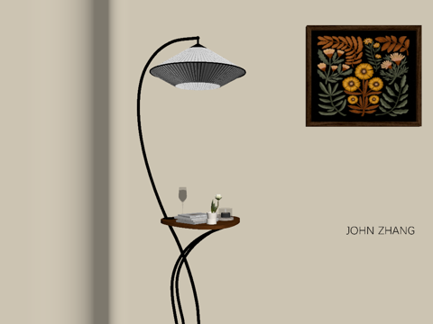 中古风落地灯su模型