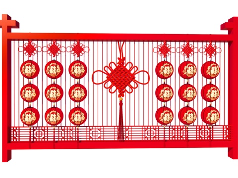 新中式 美陈 灯笼 红灯笼 彩灯 节日灯彩 传统礼灯 新年美su模型