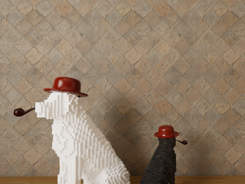 积木摆件su模型