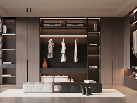 现代意式衣帽间su模型