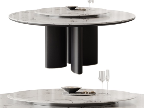 Minotti意式圆形餐桌su模型