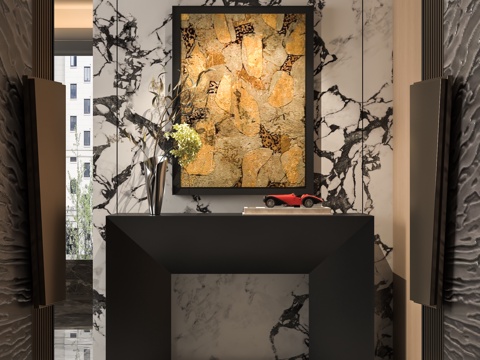 现代玄关柜 入户玄关su模型