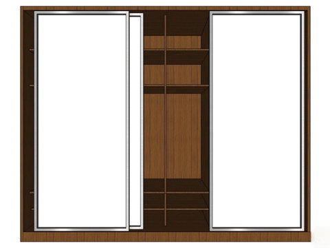 新中式衣柜 储物柜 实木衣柜 衣柜 全屋定制 移门衣柜su模型