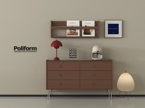 中古玄关柜 边柜 鞋柜 矮柜 装饰柜 台灯 挂画 摆件su模型