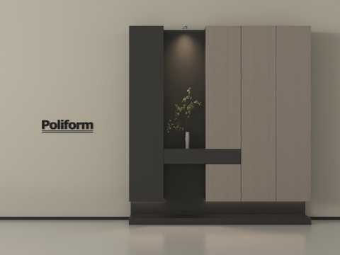 现代玄关鞋柜 高柜 木材 装饰柜su模型