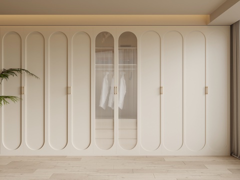  法式奶油风衣柜3d模型 