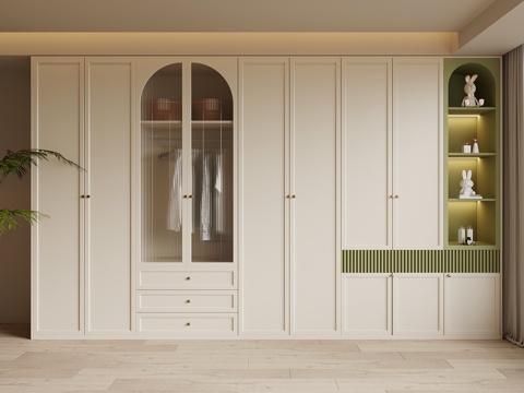 法式奶油风衣柜su模型