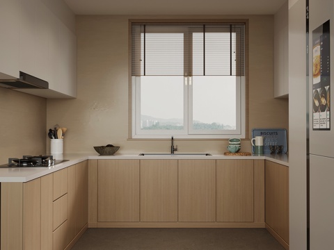 现代厨房 橱柜 冰箱su模型