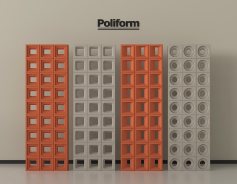 现代隔断 水泥砖隔断 红砖空心砖 镂空水泥砖su模型