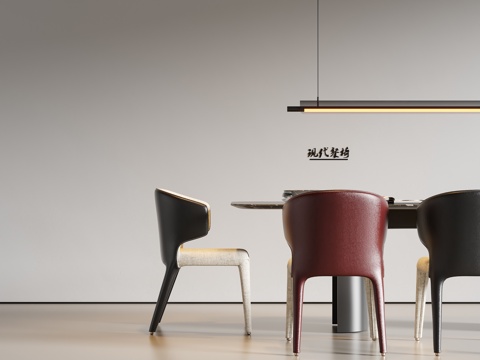 现代意式餐桌椅su模型