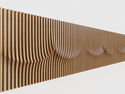 异形格栅围墙 波纹格栅 景观围栏 景观格栅围墙 方通围墙su模型