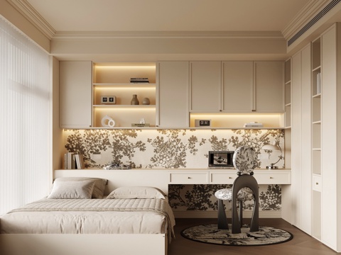 法式榻榻米卧室su模型