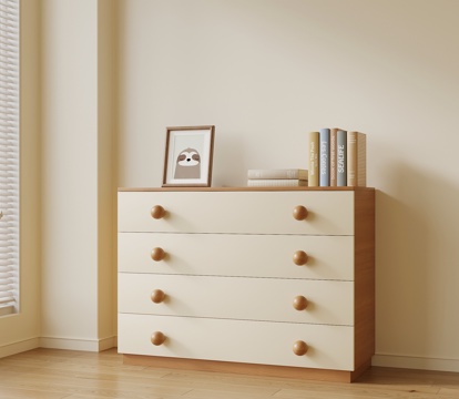 法式奶油风边柜 储物柜 玄关柜su模型