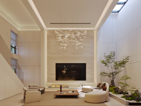  现代客厅3d模型 