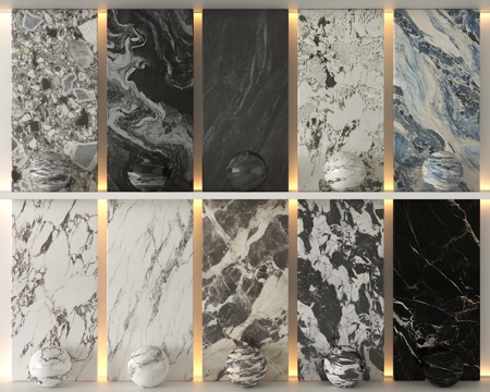 现代轻奢石材 大理石 岩板 护墙板su模型