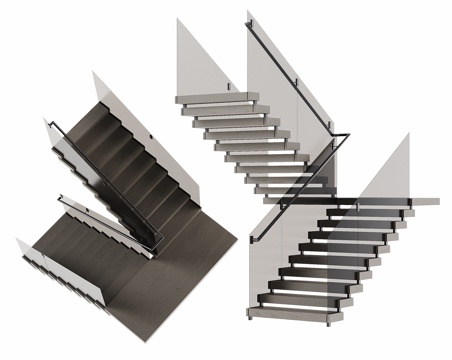 现代玻璃楼梯su模型