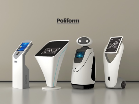  现代一体机 一体查询机 广告机 自助服务机 互动机器人3d模型 