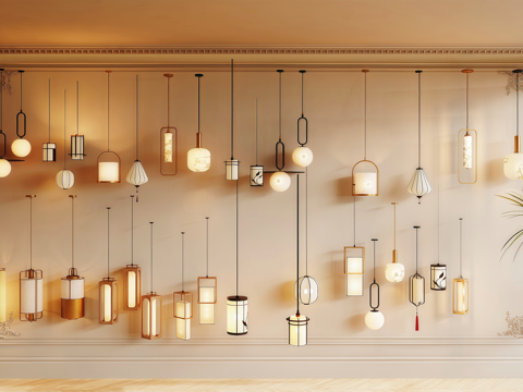 法式中古风吊灯 床头灯 餐厅su模型