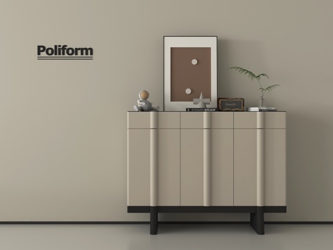 现代玄关柜 边柜 鞋柜 矮柜 装饰柜 挂画 摆件su模型