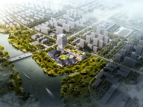  商业综合体鸟瞰3d模型 