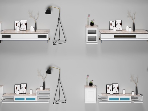  现代电视柜 陈设品3d模型 