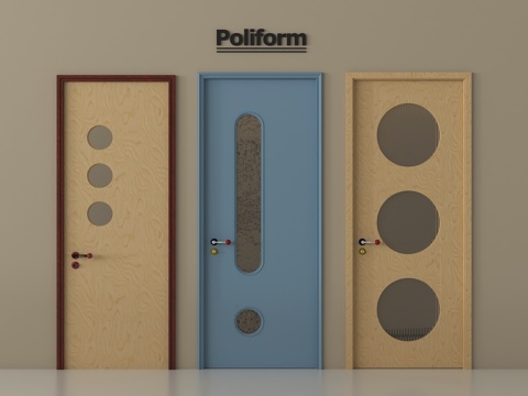 中古单开门 复古奶油单开门 平开门 孟菲斯门 卫生间门su模型