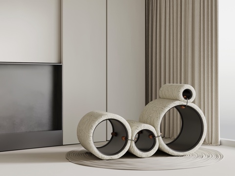 现代中古风躺椅 沙发椅su模型