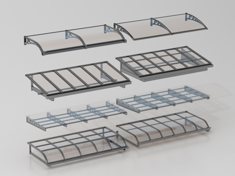 现代雨棚 钢结构雨棚 玻璃雨棚  户外雨棚 雨搭su模型