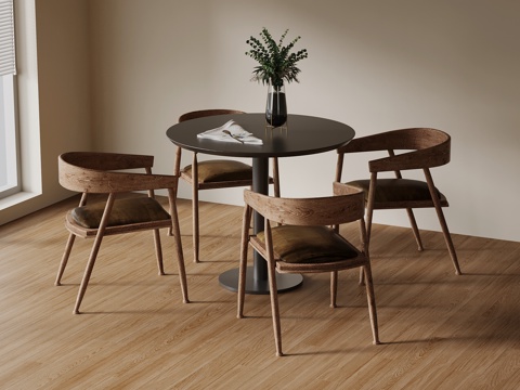 现代休闲桌椅 洽谈桌椅su模型