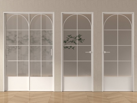 法式门组合 推拉门 平开门 玻璃门 厨卫门 阳台门su模型