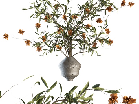 花瓶摆件 绿植花瓶 花瓶花艺摆件su模型