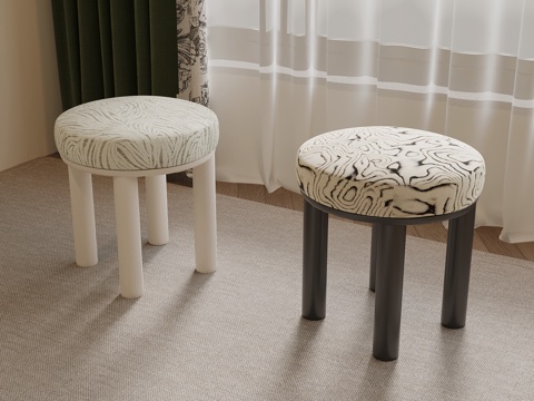 现代中古风沙发凳 换鞋凳su模型