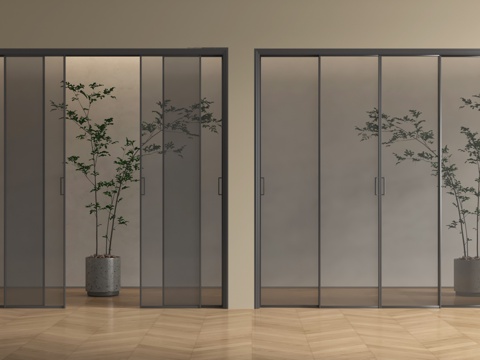 现代推拉门 三联动推拉门 阳台推拉门 厨房推拉门 玻璃推拉门su模型