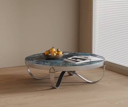 现代茶几 圆形茶几 大理石茶几su模型