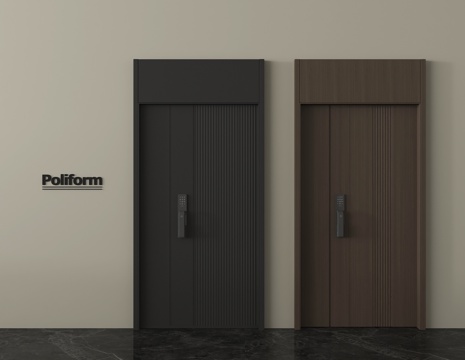 现代防盗门 入户门 指纹锁门 子母门su模型